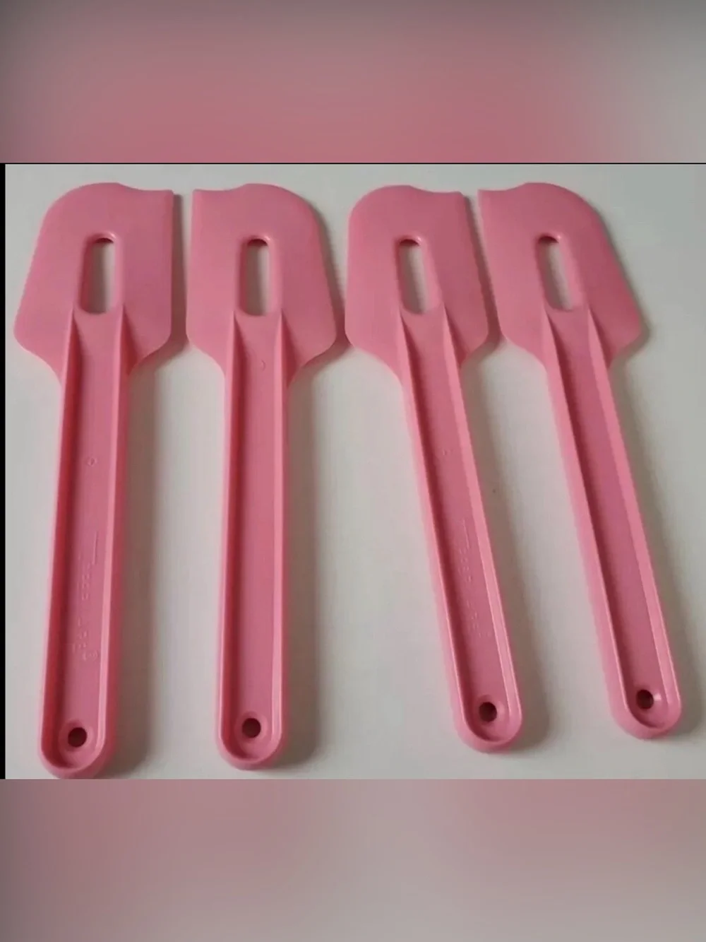 8” TUPPERWARE PINK PADDLE HARD SPATULA SCRAPER CAKE BAKING PARTY SET OF 4 - NEW